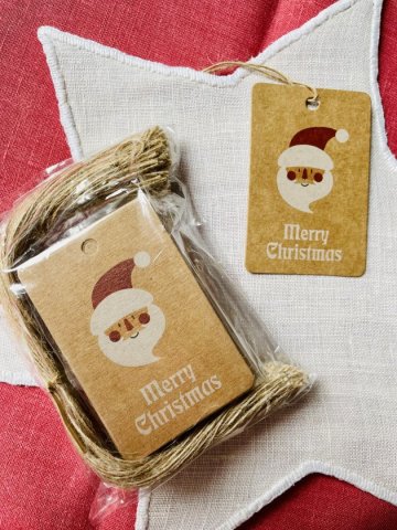 Bożonarodzeniowe zawieszki craft paper motyw Mikołaj 50 Sztuk