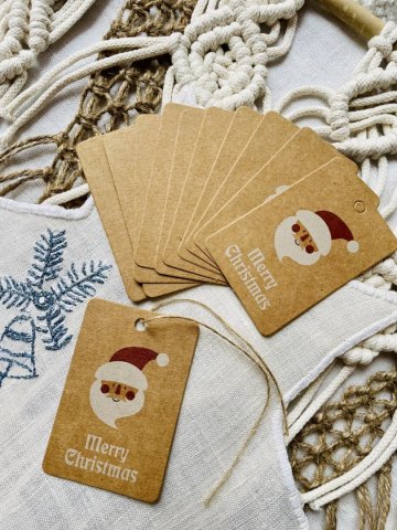 Bożonarodzeniowe zawieszki craft paper motyw Mikołaj 50 Sztuk
