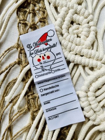 Weihnachts Webetiketten, Etiketten zum Selbstbeschriften 50 Stück