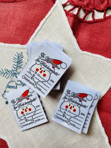 Weihnachts Webetiketten, Etiketten zum Selbstbeschriften 50 Stück